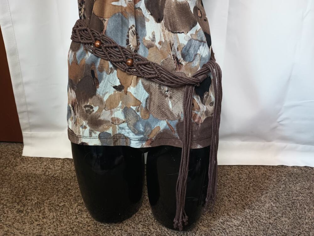 Womens Y2K Boho Forest Fairy Beaded Rope Sling Waist Belt OS Brown Hippie